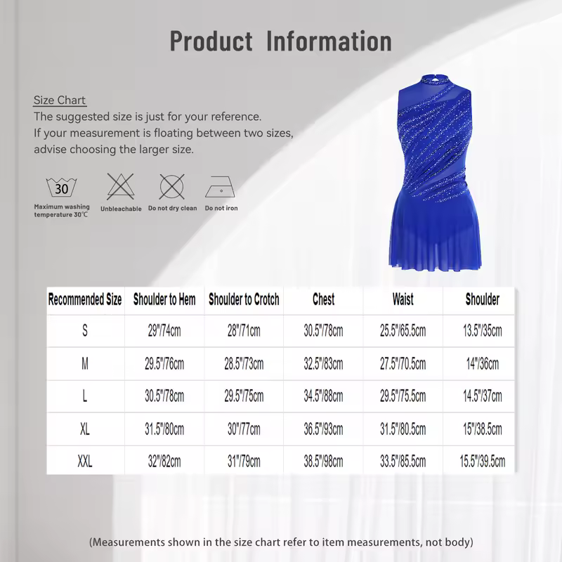 Women Ruched Ballet Lyrical Dancing Dress Round Collar Sleeveless Rhinestone Backless Dress for Stage Performance Competition - Image 5