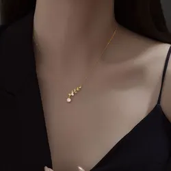 HI MAN 925 Sterling Silver Micro Inlaid Zircon Leaf Pendant Necklace Women Creative Romantic Banquet Party Jewelry
