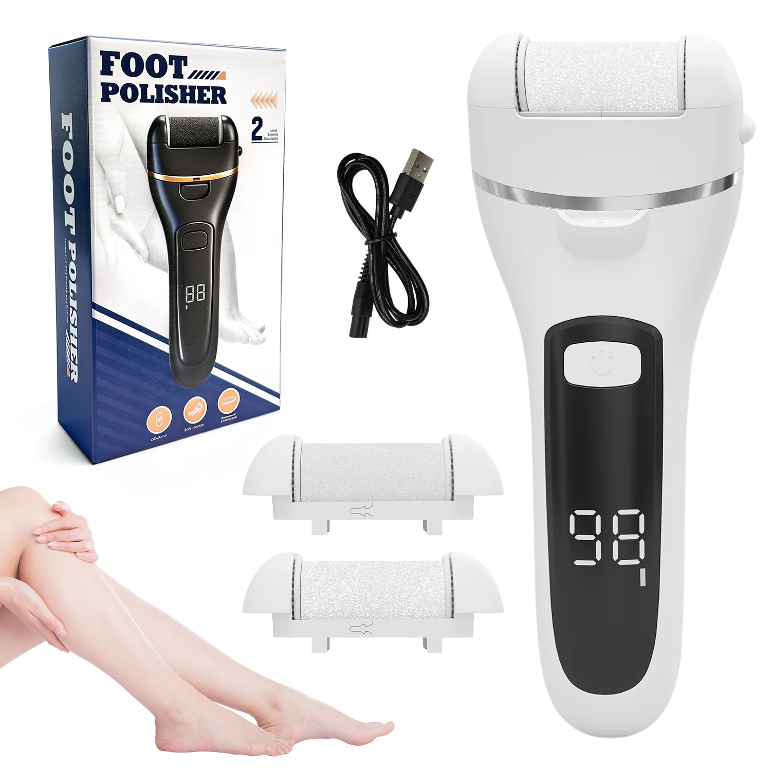 

Электрическая пилка для ног с USB-питанием, перезаряжаемая, для удаления мозолей, с регулируемой скоростью, инструмент для педикюра для мужчин и женщин, для личного ухода за ногами