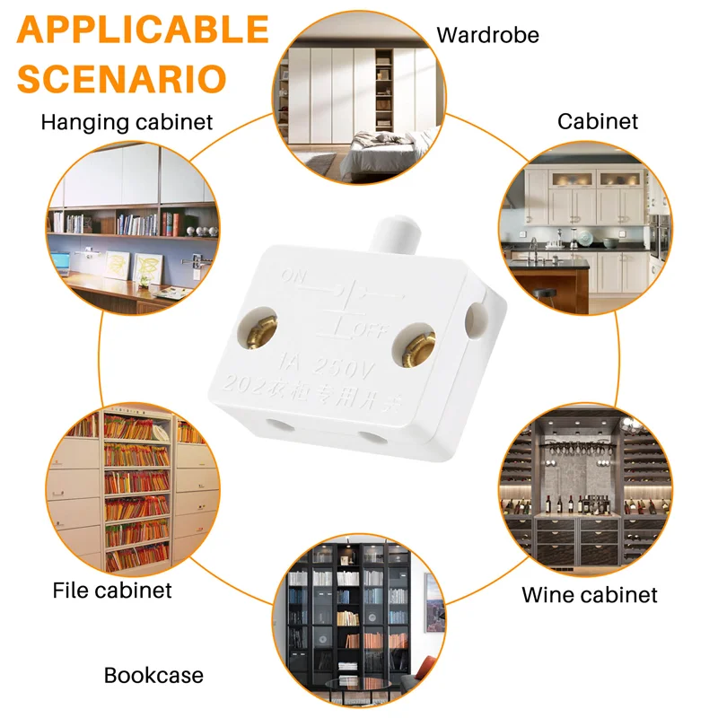 ABGR-6 pezzi interruttore a LED per porta per luce armadio, interruttori per lampada elettrica per armadio normalmente chiuso, per armadio dispensa
