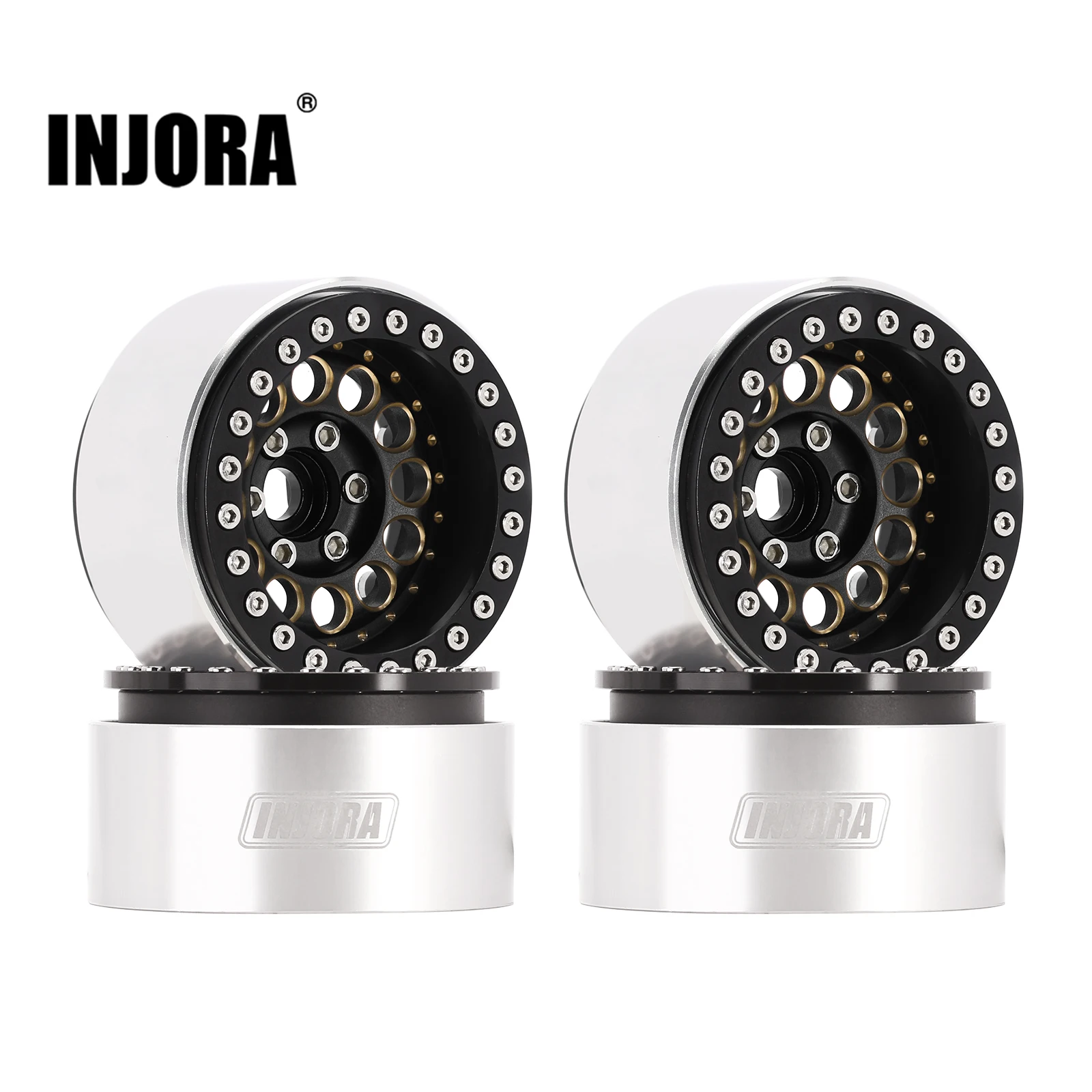 INJORA 153g Super Heavy Brass & Aluminum Deep Dish 1.9" Beadlock Wheel Rim for 1/10 RC Crawler SCX10 TRX4 VS4-10 Gen8 (W1957)