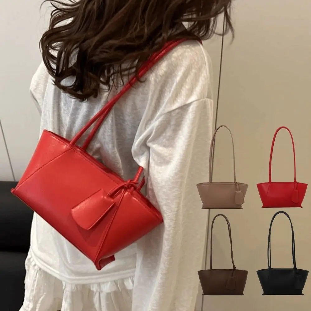 

Корейская стильная однотонная большая сумка, повседневная высококачественная сумка на плечо из искусственной кожи, роскошная женская сумка для отдыха подмышками, сумки