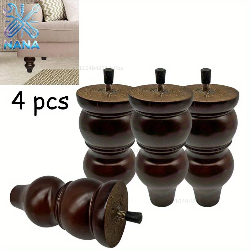 4pcs European Style Furniture Leg Solid Wood Sofa Legs Replacement Feet Fittings Coffee Table TV Cabinet Wooden Legs