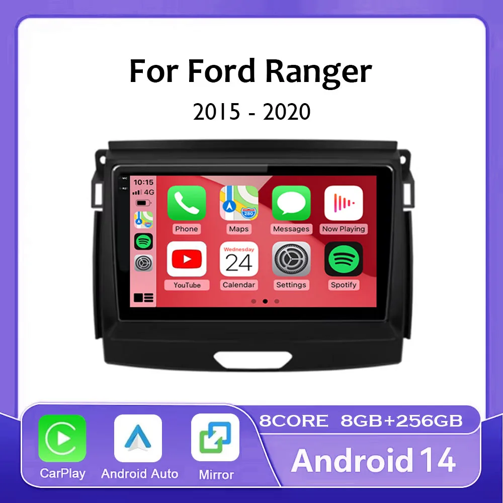 Android 14 Car Radio Stereo QLED Screen For Ford Ranger 2015 2016 2017 2018 2019-2022 GPS Multimedia Carplay Autoradio Head unit