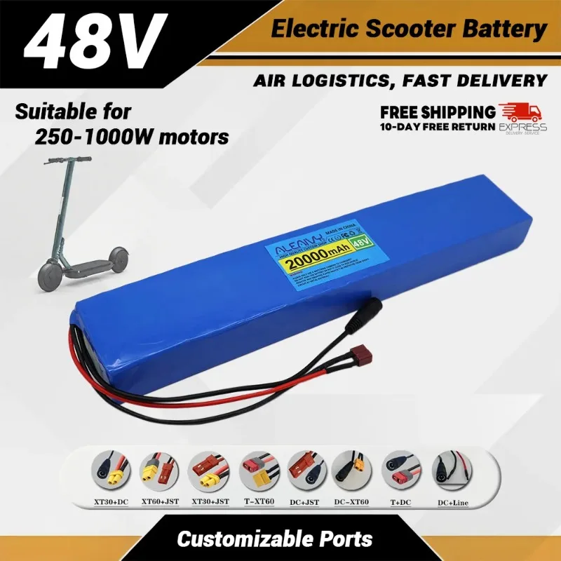 Brand-new 13S3P 48V 20000mAh Rechargeable Li-ion Battery for Electric Scooter 500W 1000W electric motor with 54.6V 2A Charger