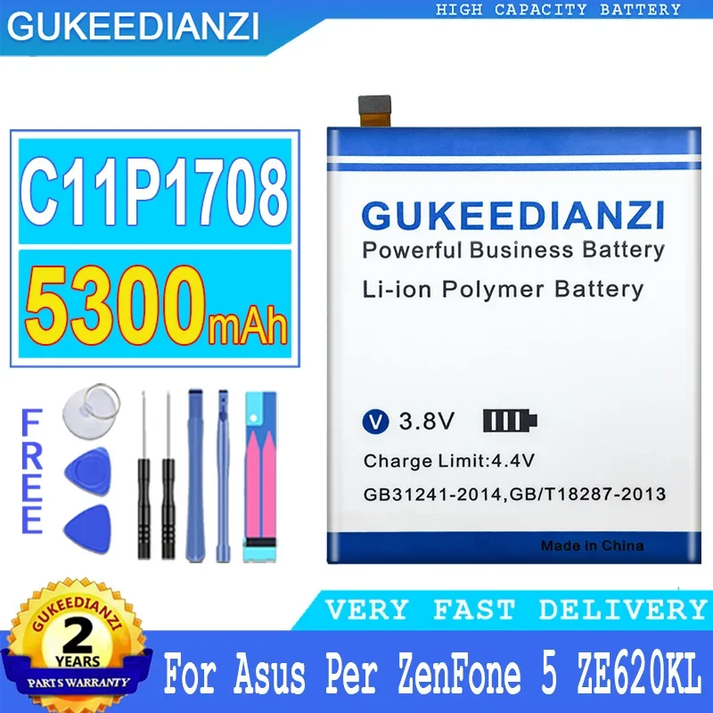 Gukeedianzi batterie für asus zenfone 5, 5z, ze620kl, x00qd, zs620kl, z01rd, große batterie, 5300mah