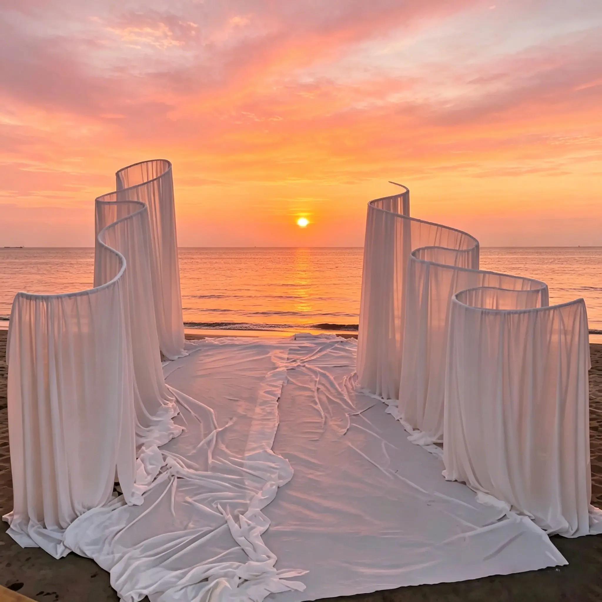 

Metal Wave Arch Backdrop Stand S Shaped Fabric Curtain For Wedding Ceremony Party Event Outdoor Garden Lawn Courtyard Decoration