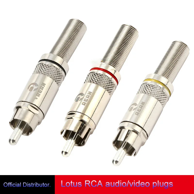 REAN NYS366 RCA Lotus Connector/Audio Video Plug AV Gold Plated Heated DVD Solder RCA Plug With Color Ring