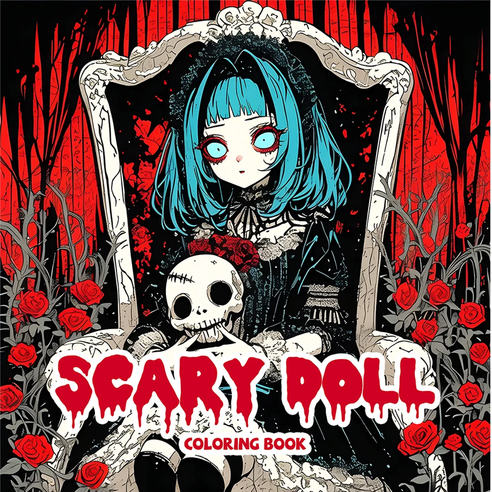 SCARY DOLL Malbuch für Erwachsene mit Horror-Motiven zum Zeitvertreib, DIY-Mal- und Zeichenbücher als Weihnachts- oder Geburtstagsgeschenk