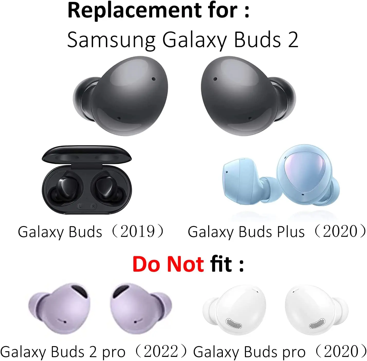 Puntas de silicona suave para auriculares Samsung Galaxy Buds 2, Buds Plus, Galaxy Buds, accesorios para auriculares, L, M, S, 3 pares