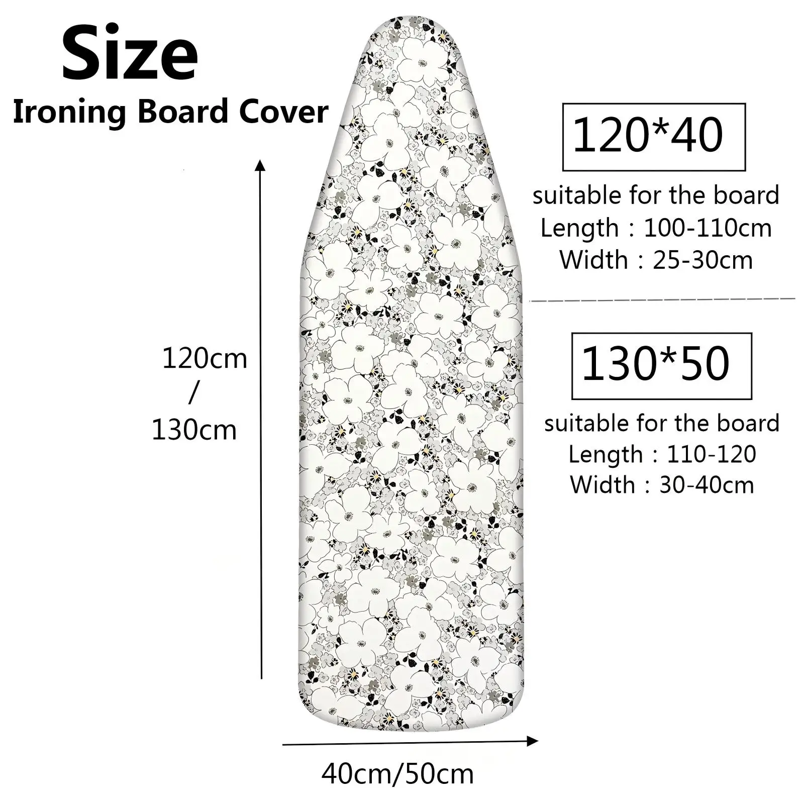 Immagine 3: Copertura per asse da stiro 120x40, coperture per tamponi da stiro resistenti con cinghia di fissaggio a gancio e anello, bordi elastici Installazione semplice