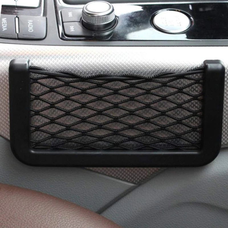 Universal Car Organizer Storage Bag Auto Paste Net Pocket for Mobile Phone Box Facial Tissue Storage Organizer Car Accessories