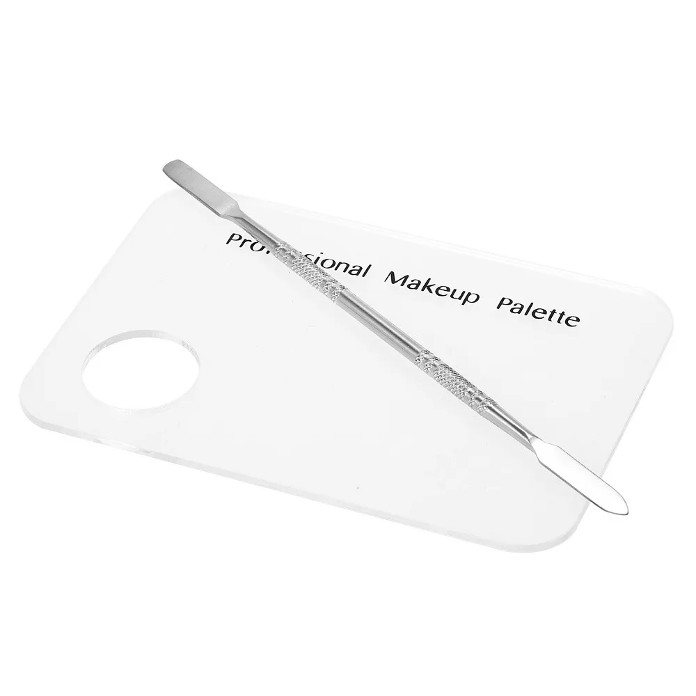 Stainless Steel Makeup Mixing Palette With Spatula Tool Size 4.5x2.9 In Nail Art Palette 6 X 4 Inch Hands-Free Design
