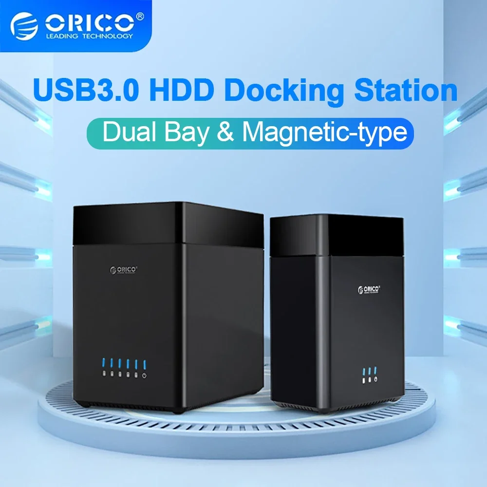 ORICO 2/5 Bay USB3.0 HDD hisap magnetik penutup SATA ke 3.5 inci kotak Hard Disk stasiun Dok casing PC mendukung daya 12V4A