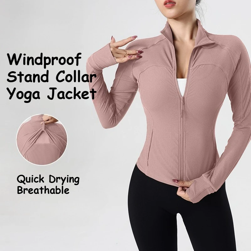Women's Long-sleeved Clothes Zipper Sports Jacket Top Outer Wear Professional Training Running Fitness Clothes Spring