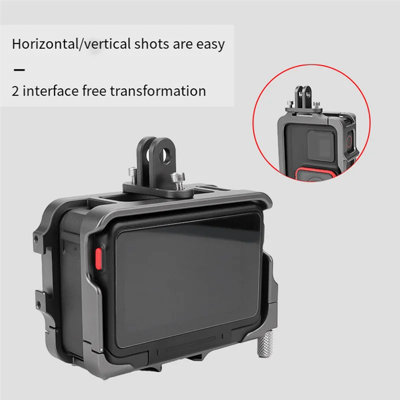 A47F-قفص معدني لـ Insta360 Ace Pro حافظة واقية بإطار معدني مع ملحقات كاميرا الحذاء البارد المزدوج