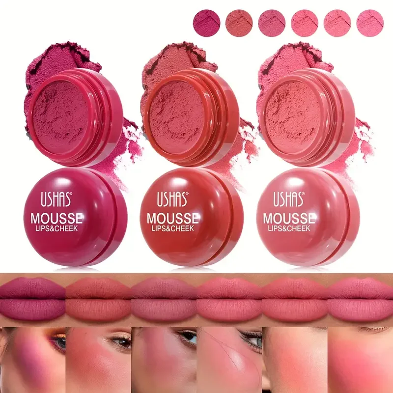 6 Colors Available, Natural Velvet Texture Blush Mud, Dual Use for Lips and Face, Natural and Delicate Texture, Long-Lasting Moisturizing Velvet Mist Mousse Texture
