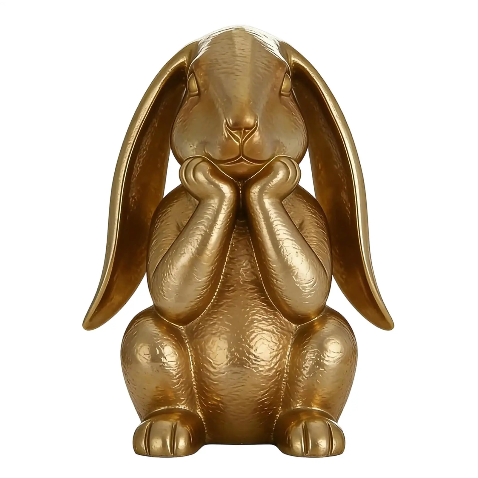 Easter Decor Cute Resin Rabbit Ornament Vintage Gold Rabbits Figurine for Easter Bunny Statue Rabbit Figurines Home Decor