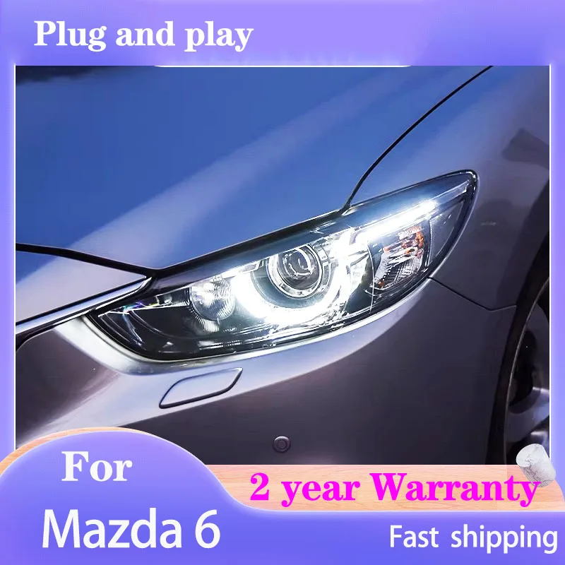 

Стайлинг автомобиля для Mazda6, фара 2014-2017, фара Atenza Mazda 6, фары DRL, указатель поворота, ближний свет, линза проектора