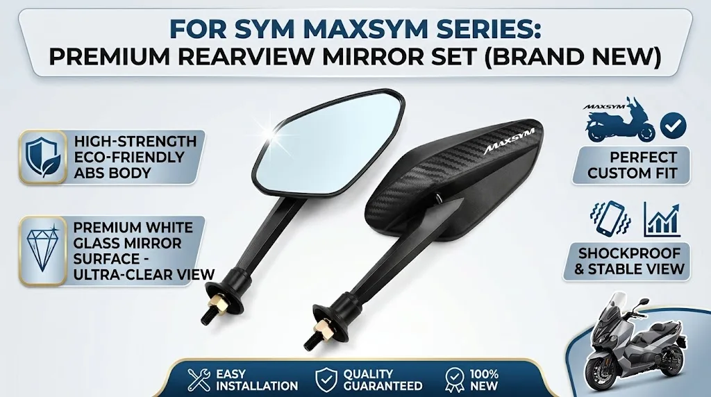 Carbon Fiber Rearview Mirror Adjustable Motorcycle Convex Mirrors 8mm With LOGO For SYM MAXSYM TL 500 508 Maxsym TL500 TL508