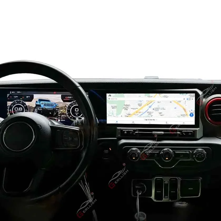 العنقودية الرقمية الظاهري قمرة القيادة سيارة مشغل وسائط متعددة ل جيب رانجلر J-MAX JL لوحة القيادة أداة سرعة متر الشاشة #4