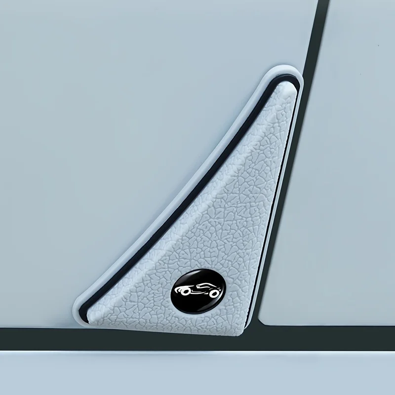 2Pcs Front Door Corner Cover Bumper Guards - Rubber Triangle Decals for Vehicle Metal Surface Compatible Scratch Protection