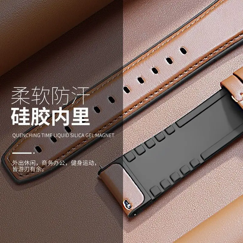 Bracelet de montre en cuir véritable pour Garmin Forerunner, bracelet de luxe, silicone, ceinture, 165, 965, 955, 265S, 255S, 158, 245, 645, 745