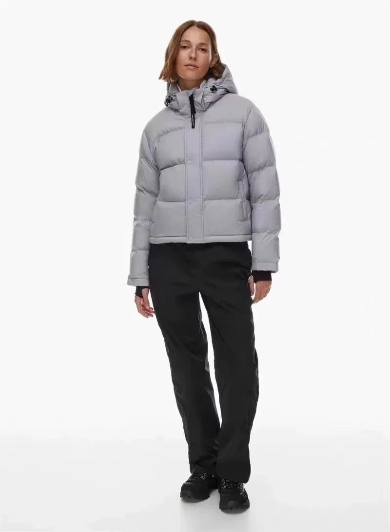 Aritzia Tna Chaqueta de plumón Rudy Mismo estilo Goose Down Mist Abrigo corto grueso con capucha