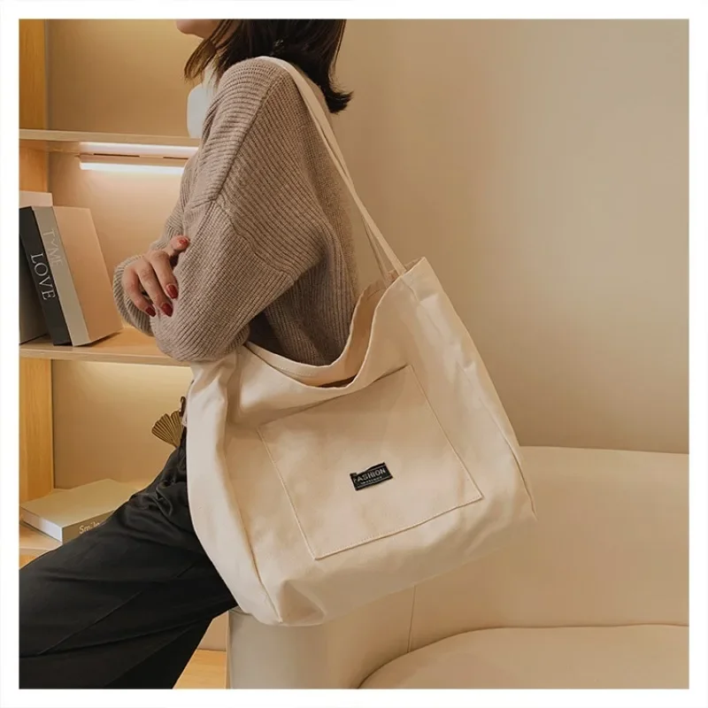 

Large Capacity Shopping Bag Ins Casual Canvas Tote Autumn Winter New Trendy Fashion Bags Women Handbags