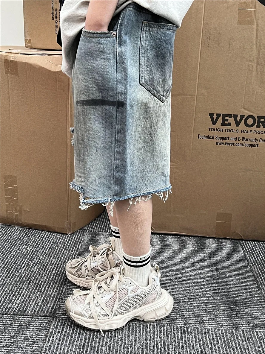 Summer Children's Denim Shorts - Vintage Distressed Ripped Casual Boys & Girls Thin Short Pants