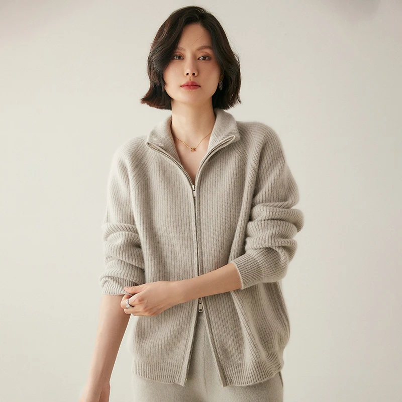 

Yoyoselect женские 100% кашемировые пальто осень-зима кадиган на двойной молнии теплый элегантный кашемировый свитер роскошная одежда топ