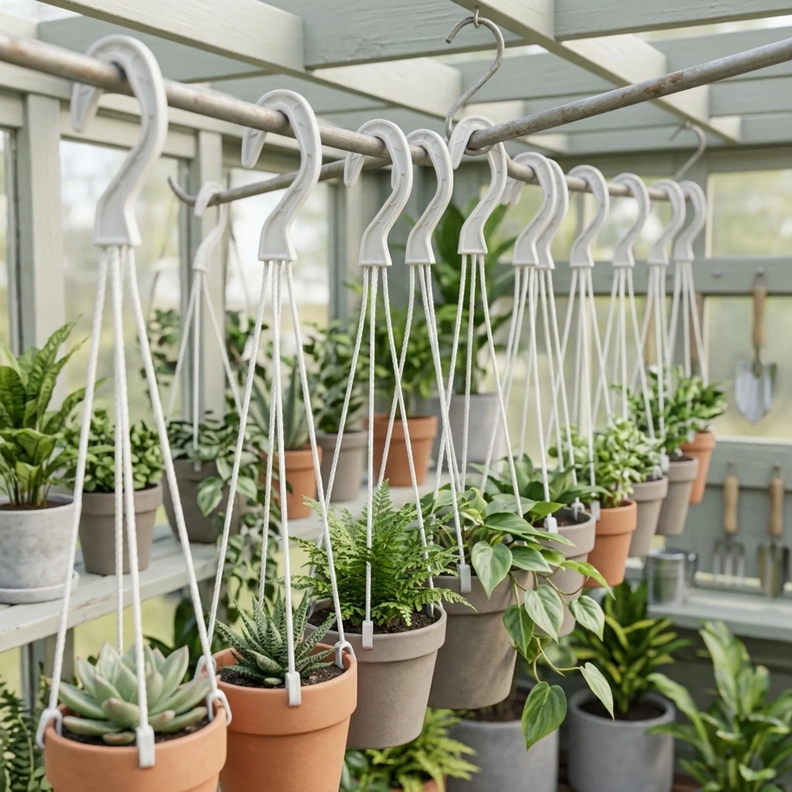 20PCS 36mm Plastic Hook for Flower Pots Designed to Hang Plants Off Ground with Sturdy U-Shaped Clip Structure