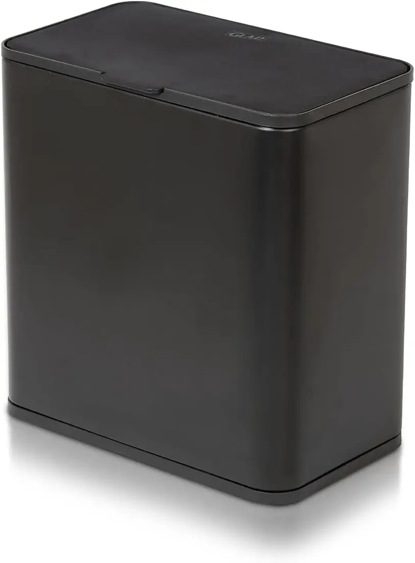 

Space-Saving Stainless Steel Trash Can with Dual Lid and Odor Protection - 1.5 Gallon for Kitchen, Bathroom