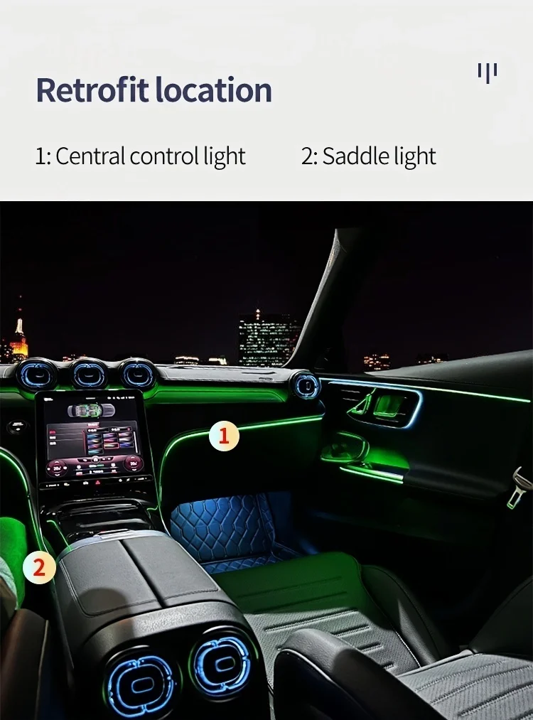 Für Mercedes-Benz C-Klasse W206 2022-2026 64 Farben Zentrale Sattelbeleuchtung Ambientebeleuchtung Mittelkonsole Atmosphärenlicht Upgrade – Detail 6