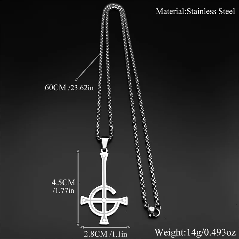 Hiphop Ghost BC Nameless Anhänger Halskette Für Frauen Männer Edelstahl Silber Farbe Band Musical Dark Punk Kette Schmuck Geschenke – Detail 3