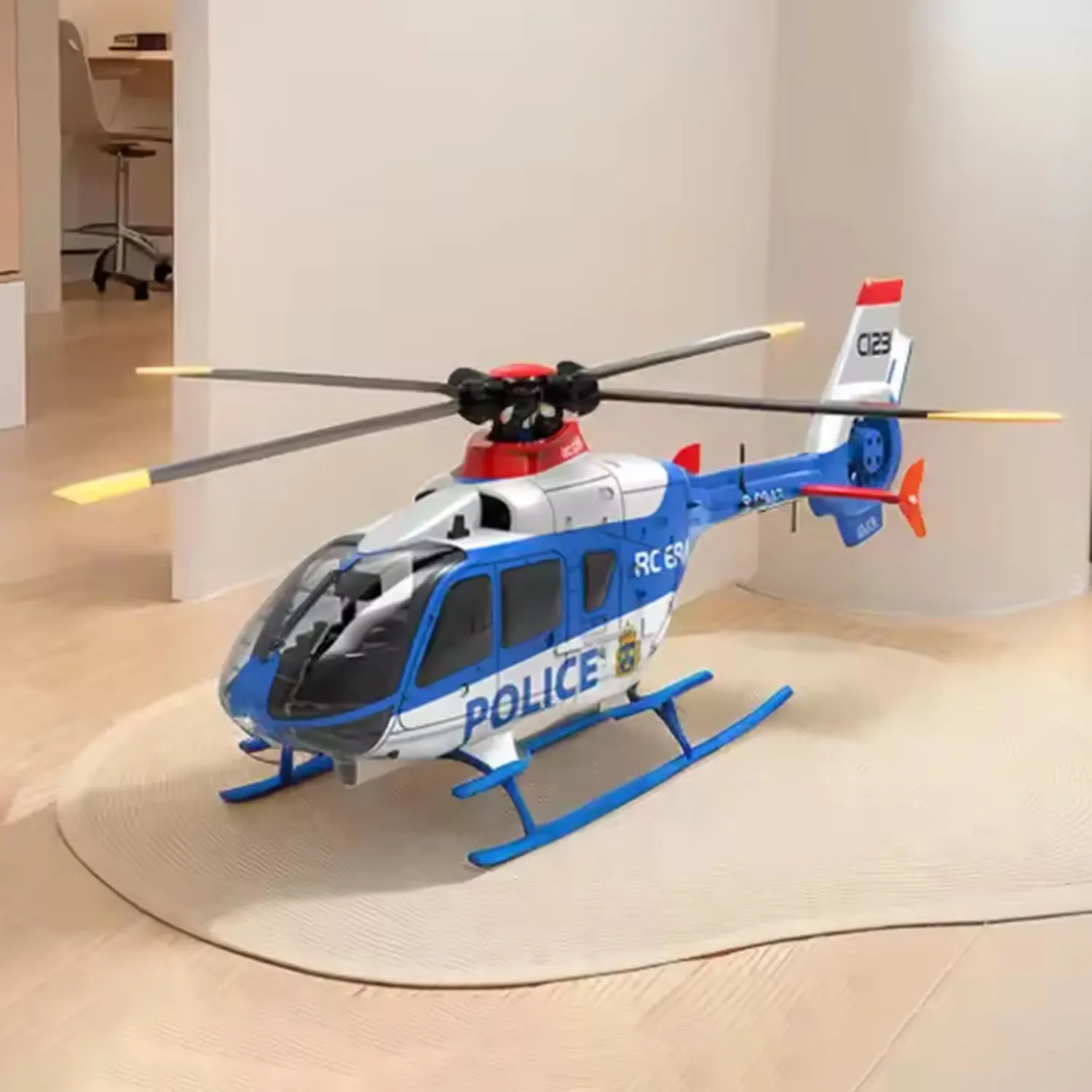 1/36 C123 RC Simulation EC135 Helicopter Single Paddle Aileron Free Dual Brushless Direct Drive 3D Aircraft Model Toy Adults view 2