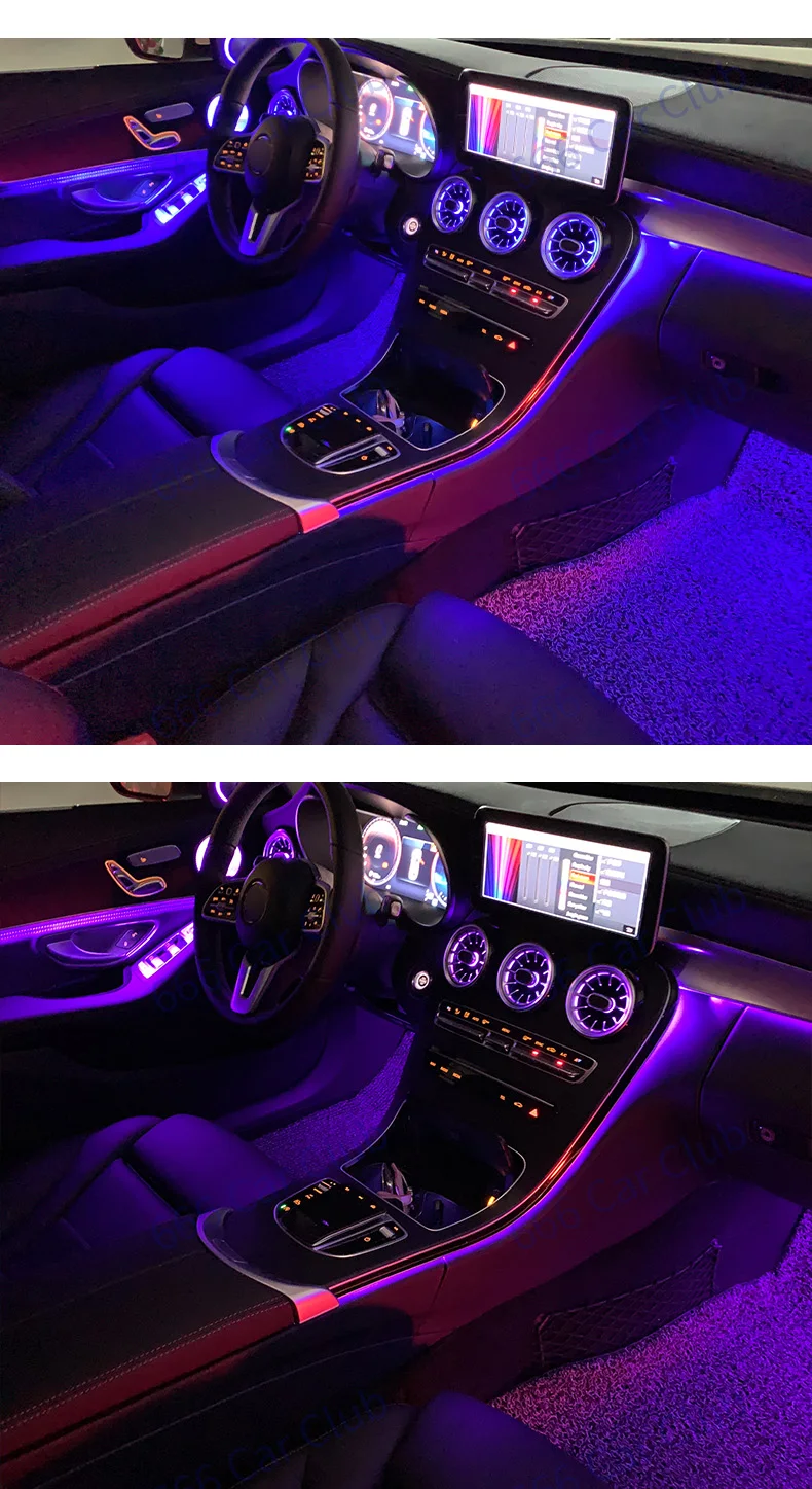 256 farbige LED-Lüftungsschlitze für Mercedes Benz C-Klasse W205 W447 W213 W156 W117 W176 Bluetooth APP-Steuerung Auto Düse Turbine Air Outlet – Detail 2