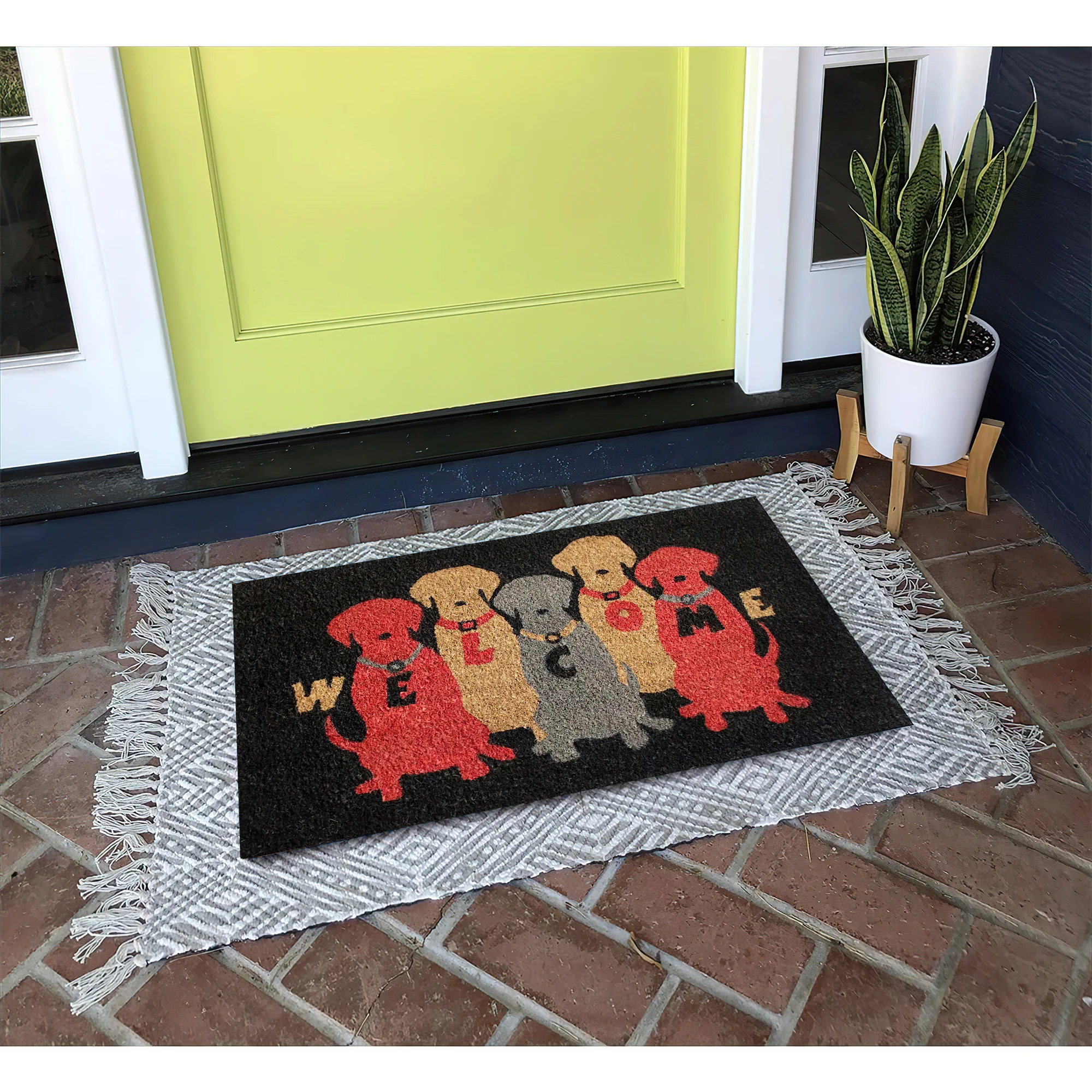 

Dogs Welcome Doormat Rubber Kitchen Mat Garden Garage Door Floor Mat Non-Slip Carpet Entrance Rug