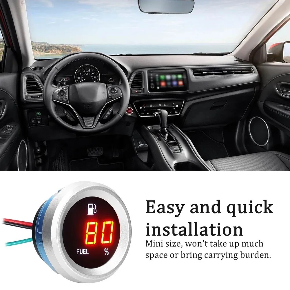 9-35V Circular Digital Fuel Level Gauge With Flashing Alarm Car Fuel Level Meter Fuel Level Tester For Car Interior Part