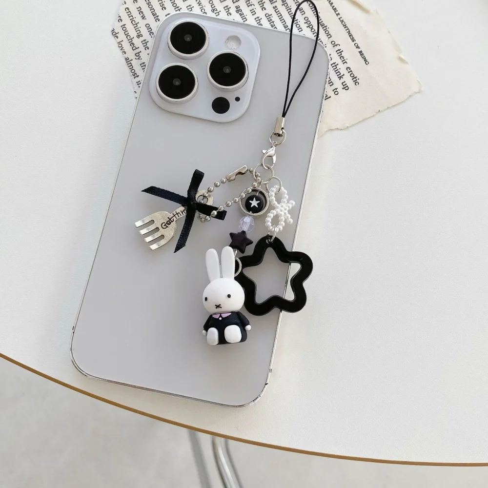 Niedlicher Miffy Kawaii Anhänger im neuen Stil, Mini-Cartoon-Kaninchen-Schlüsselanhänger für Rucksack, Schultasche, Handtasche, Handyhülle, Mädchen-Geschenk – Detail 1