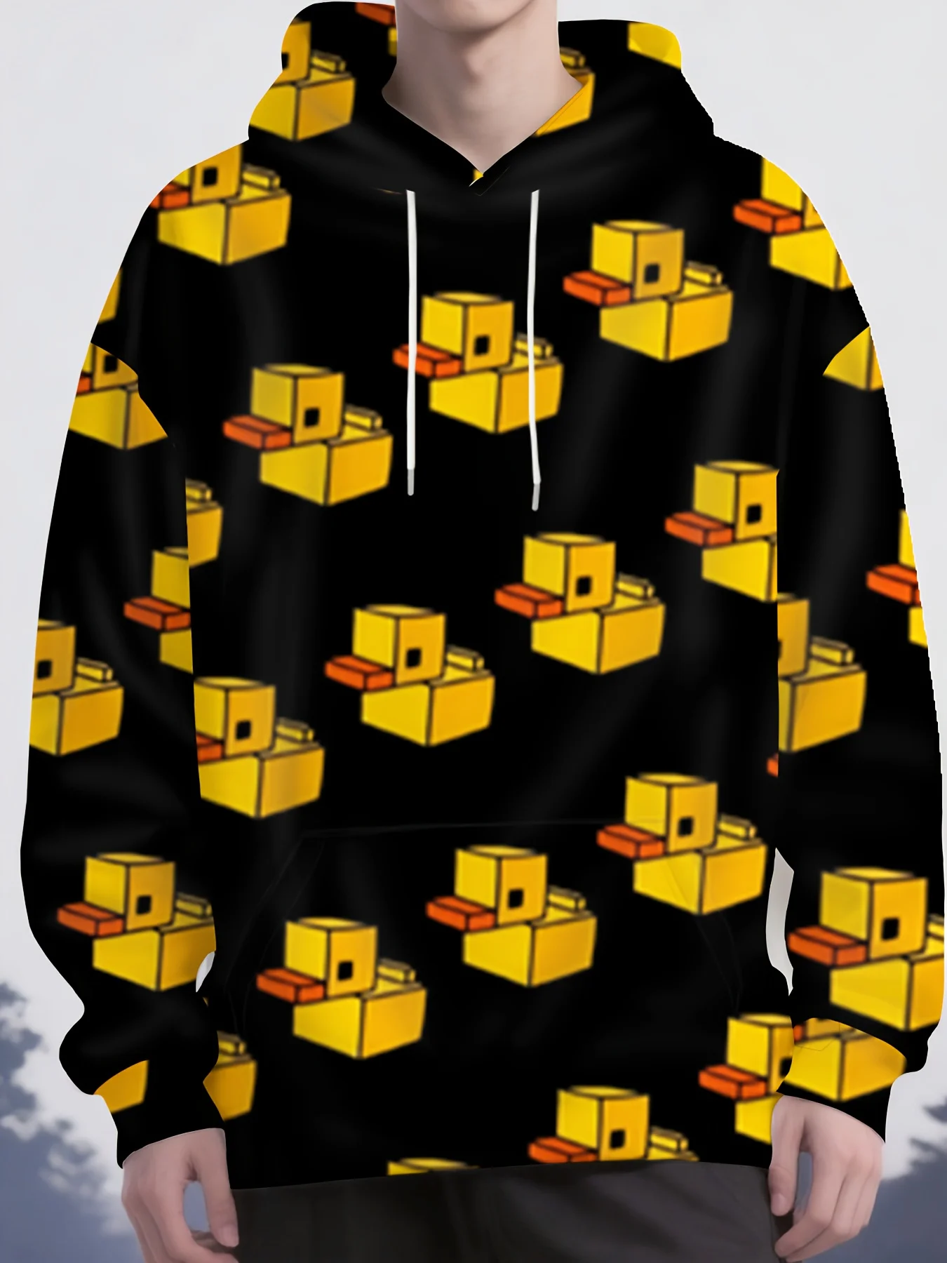 Men'S Plus Size Hooded Jacket with Funny Yellow Duck Casual Long Sleeve Regular Fit Sweatshirt Women's Hoodie Kids Hoodie