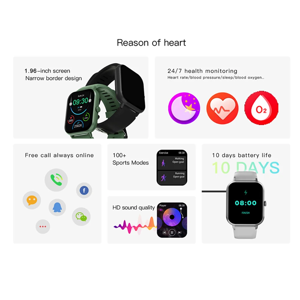 696 New Blue Tooth Call Women Smart Watch 24H Health Monitor 100+ Sport Modes Waterproof Music Men Lady ZL54C+ Smartwatch