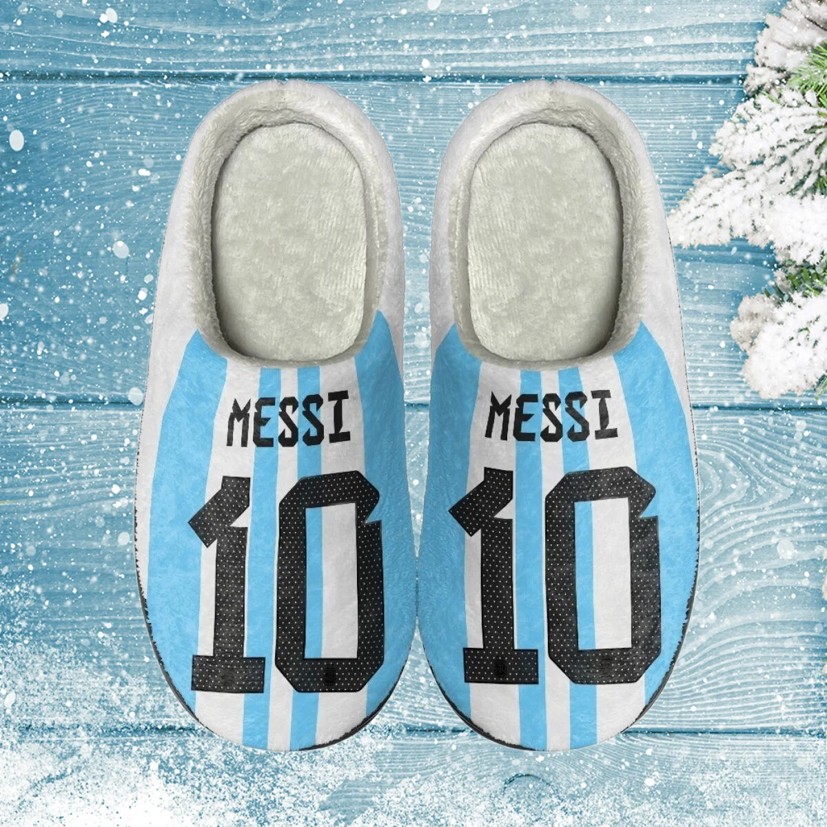 

INSTANTARTS Unisex Cotton Slipper Argentina Messi Design Home Slides for Women Mens Infoor Soft-soled Flat Shoes chaussure femme