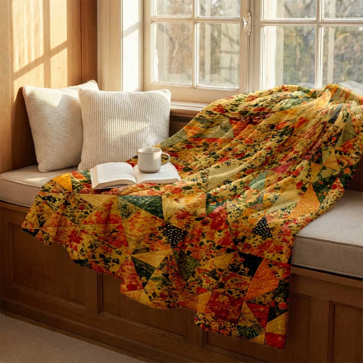 Chunky Patchwork Flannel Throw Blanket Rustic Bohemian Style Cozy Home Decor Couch Sofa Bed Throw Warm Autumn Winter Gift