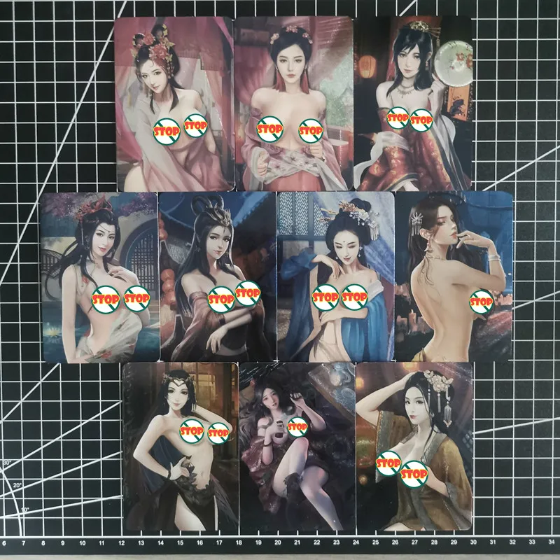 10 Uds. De personajes de chica antigua de Anime caseros, tarjetas desnudas sexis ACG, juguetes Kawaii, regalos, juegos, tarjetas de colección de cómics