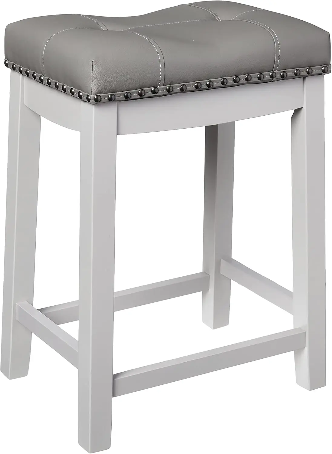 Juego de 2 Taburetes de Bar, Set de 24 ", cojín gris