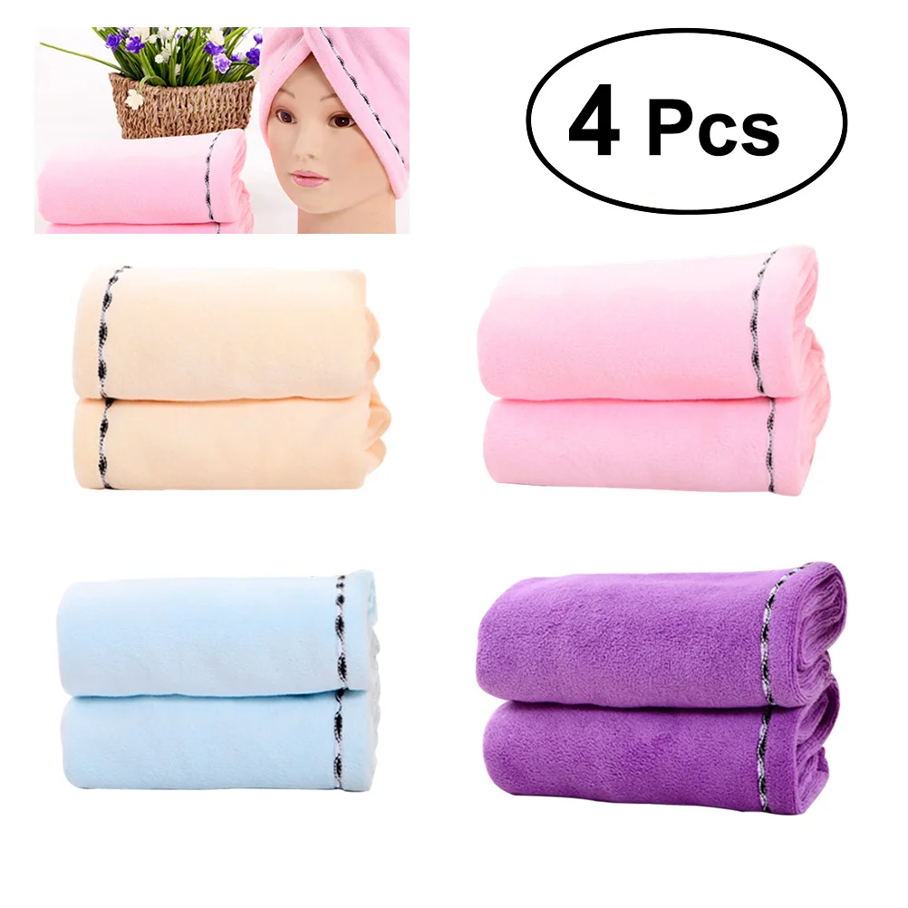 

4pcs Microfiber Towels Drying Wrap For Long Hair Lightweight Skin Friendly Gym Travel Towel Set Fast Drying Towel