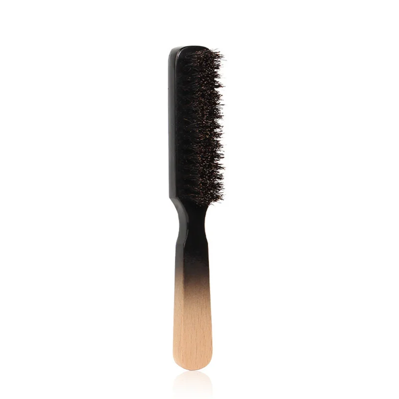 Brosse à barbe en poils de sanglier avec manche en bois pour hommes, outil de rasage, brosse à cheveux incurvée, brosses à moustache, coiffeur