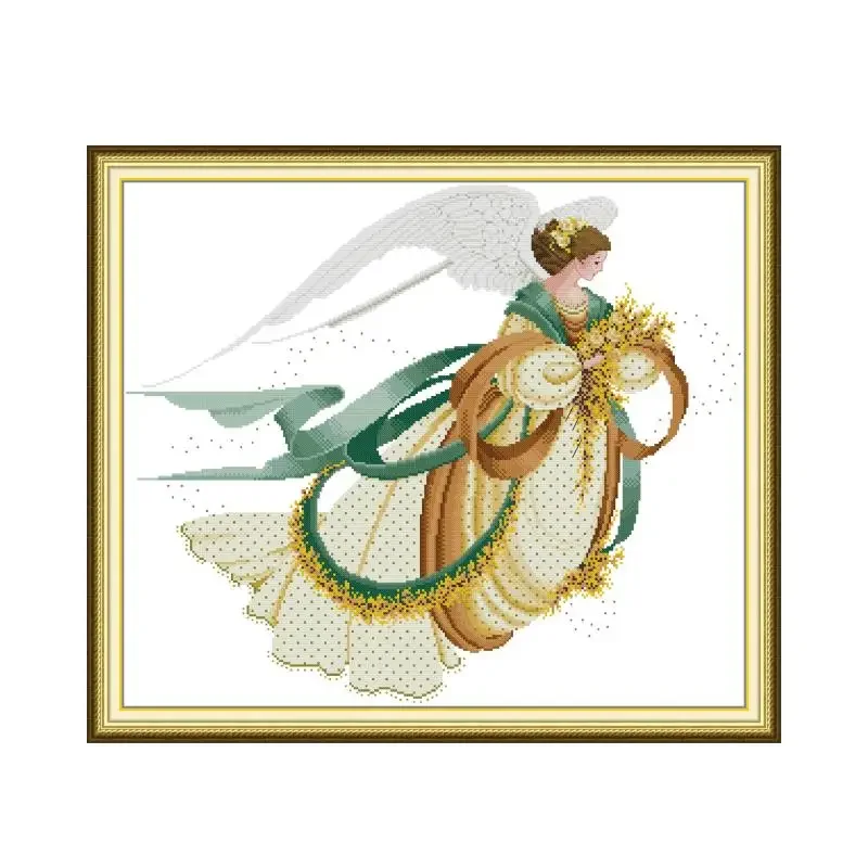 Joy Sunday Cross Stitch Kits Beauty Angel Series HD Pattern Printed Counted Canvas Fabric16/14CT DIY Embroidery Kits Home Decor