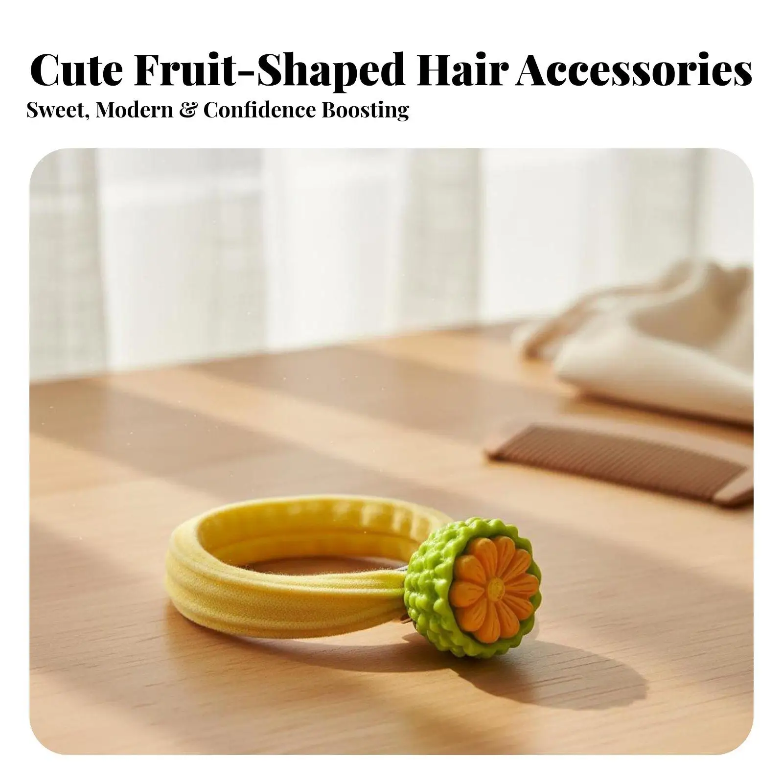 Cute Fruit Hair Clip and Hair Tie Set for Girls Korean Style Childrens Hair Accessories with Barrettes Pear Banana Design for